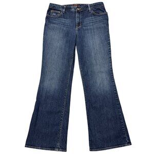Eddie Bauer Womens Blue Denim Bootcut Jeans Embroidered Natural Fit Size 12R